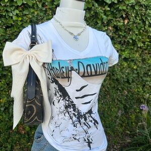 ✨Harley-Davidson White V neck Graphic Tee